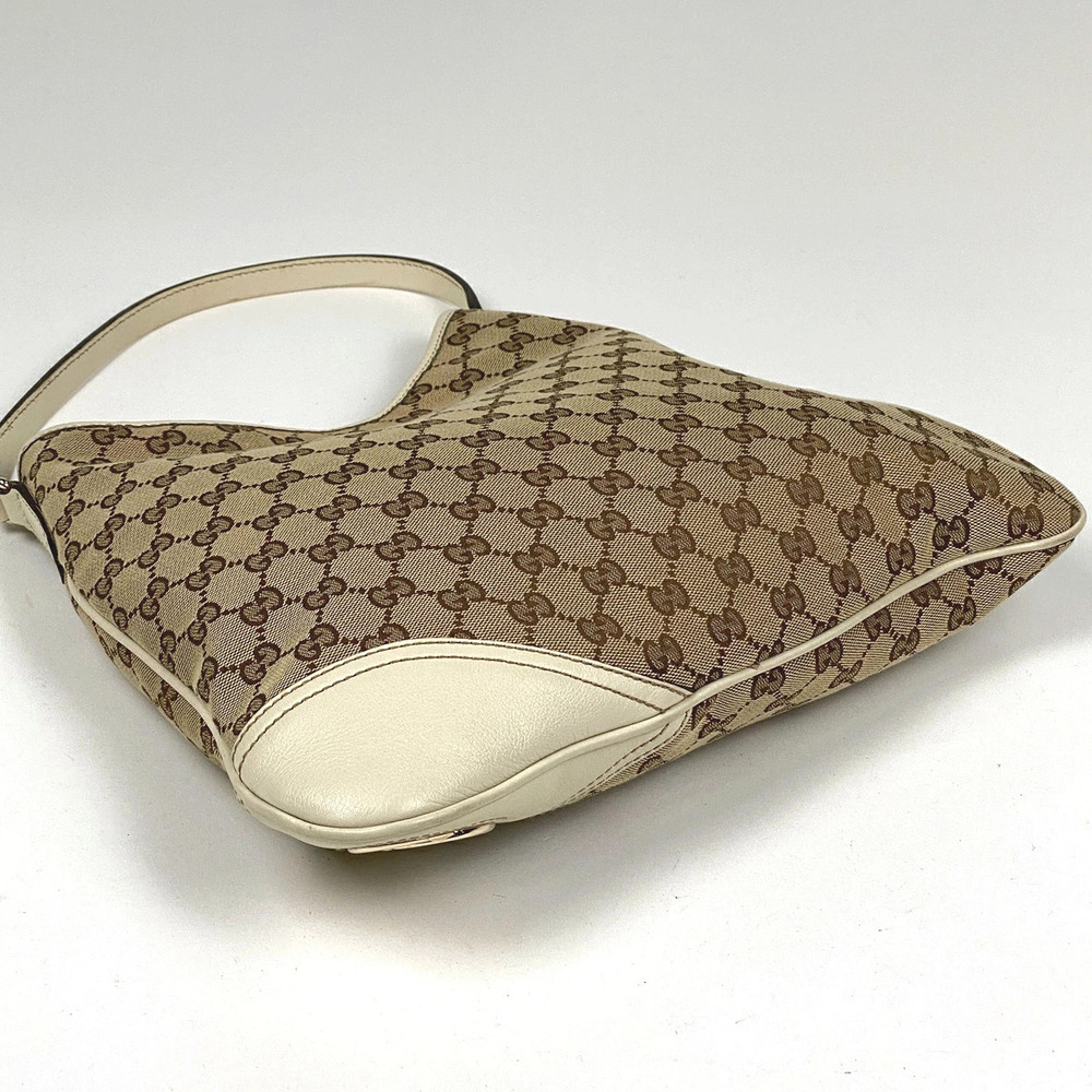 Gucci white Hobo shoulder One Shoulder beige bag logo canvas GG